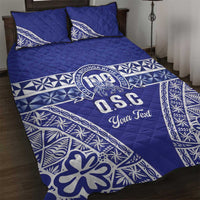 Personalised Queen Salote College Quilt Bed Set Kolisi Fefine 100th Anniversary Kupesi Blue - Polynesian Pride