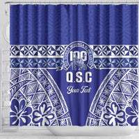 Personalised Queen Salote College Shower Curtain Kolisi Fefine 100th Anniversary Kupesi Blue - Polynesian Pride