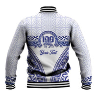 Personalised Queen Salote College Baseball Jacket Kolisi Fefine 100th Anniversary Kupesi White - Polynesian Pride