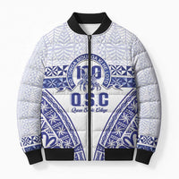 Personalised Queen Salote College Bomber Puffer Jacket Kolisi Fefine 100th Anniversary Kupesi White - Polynesian Pride