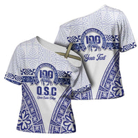 Personalised Queen Salote College Cross Shoulder Shirt Kolisi Fefine 100th Anniversary Kupesi White - Polynesian Pride