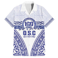 Personalised Queen Salote College Family Matching Off Shoulder Short Dress and Hawaiian Shirt Kolisi Fefine 100th Anniversary Kupesi White - Polynesian Pride