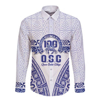 Personalised Queen Salote College Long Sleeve Button Shirt Kolisi Fefine 100th Anniversary Kupesi White - Polynesian Pride