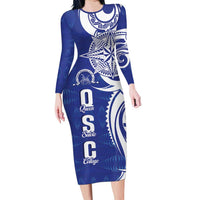 Personalised Queen Salote College Family Matching Long Sleeve Bodycon Dress and Hawaiian Shirt QSC Est 1926 Ngatu Pattern - Polynesian Pride