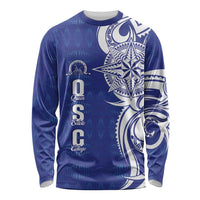 Personalised Queen Salote College Long Sleeve Shirt QSC Est 1926 Ngatu Pattern - Polynesian Pride