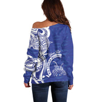 Personalised Queen Salote College Off Shoulder Sweater QSC Est 1926 Ngatu Pattern - Polynesian Pride