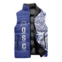 Personalised Queen Salote College Sleeveless Puffer Jacket QSC Est 1926 Ngatu Pattern - Polynesian Pride