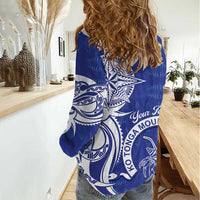 Personalised Queen Salote College Women Casual Shirt QSC Est 1926 Ngatu Pattern - Polynesian Pride