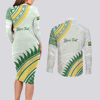 Personalised Samoa Ua Potopoto Couples Matching Long Sleeve Bodycon Dress and Long Sleeve Button Shirt SUP Est 2025 Samoan Pattern LT14 - Polynesian Pride