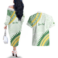 Personalised Samoa Ua Potopoto Couples Matching Off The Shoulder Long Sleeve Dress and Hawaiian Shirt SUP Est 2025 Samoan Pattern - Polynesian Pride