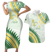 Personalised Samoa Ua Potopoto Couples Matching Short Sleeve Bodycon Dress and Hawaiian Shirt SUP Est 2025 Samoan Pattern - Polynesian Pride