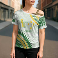 Personalised Samoa Ua Potopoto Cross Shoulder Shirt SUP Est 2025 Samoan Pattern LT14 - Polynesian Pride