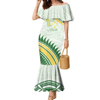 Personalised Samoa Ua Potopoto Family Matching Mermaid Dress and Hawaiian Shirt SUP Est 2025 Samoan Pattern - Polynesian Pride