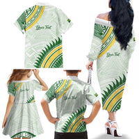 Personalised Samoa Ua Potopoto Family Matching Off The Shoulder Long Sleeve Dress and Hawaiian Shirt SUP Est 2025 Samoan Pattern - Polynesian Pride