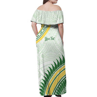 Personalised Samoa Ua Potopoto Family Matching Off Shoulder Maxi Dress and Hawaiian Shirt SUP Est 2025 Samoan Pattern - Polynesian Pride