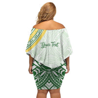 Personalised Samoa Ua Potopoto Family Matching Off Shoulder Short Dress and Hawaiian Shirt SUP Est 2025 Samoan Pattern - Polynesian Pride