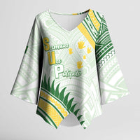 Personalised Samoa Ua Potopoto Kimono Sleeve Blouse SUP Est 2025 Samoan Pattern LT14 Female White - Polynesian Pride