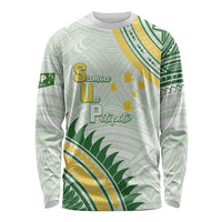 Personalised Samoa Ua Potopoto Long Sleeve Shirt SUP Est 2025 Samoan Pattern LT14 Unisex White - Polynesian Pride
