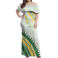 Personalised Samoa Ua Potopoto Off Shoulder Maxi Dress SUP Est 2025 Samoan Pattern - Polynesian Pride