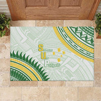 Samoa Ua Potopoto Rubber Doormat SUP Est 2025 Samoan Pattern LT14 White - Polynesian Pride