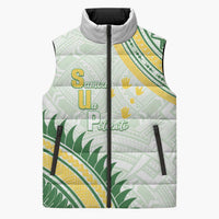Personalised Samoa Ua Potopoto Sleeveless Puffer Jacket SUP Est 2025 Samoan Pattern LT14 Unisex White - Polynesian Pride