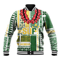 Samoa Uniting Party Baseball Jacket SUP Est 2025 Siapo Pattern LT14 Unisex White - Polynesian Pride