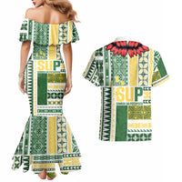 Samoa Uniting Party Couples Matching Mermaid Dress and Hawaiian Shirt SUP Est 2025 Siapo Pattern - Polynesian Pride