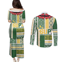 Samoa Uniting Party Couples Matching Puletasi and Long Sleeve Button Shirt SUP Est 2025 Siapo Pattern LT14 - Polynesian Pride
