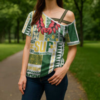 Samoa Uniting Party Cross Shoulder Shirt SUP Est 2025 Siapo Pattern LT14 - Polynesian Pride