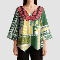 Samoa Uniting Party Kimono Sleeve Blouse SUP Est 2025 Siapo Pattern LT14 - Polynesian Pride
