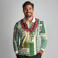 Samoa Uniting Party Long Sleeve Polo Shirt SUP Est 2025 Siapo Pattern LT14 - Polynesian Pride