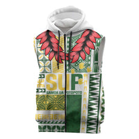 Samoa Uniting Party Sleeveless Zip Hoodie SUP Est 2025 Siapo Pattern LT14 White - Polynesian Pride