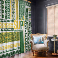 Samoa Uniting Party Window Curtain SUP Est 2025 Siapo Pattern LT14 - Polynesian Pride