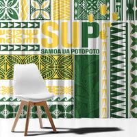 Samoa Uniting Party Window Curtain SUP Est 2025 Siapo Pattern LT14 - Polynesian Pride