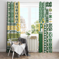 Samoa Uniting Party Window Curtain SUP Est 2025 Siapo Pattern LT14 - Polynesian Pride