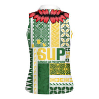 Samoa Uniting Party Women Sleeveless Polo Shirt SUP Est 2025 Siapo Pattern LT14 - Polynesian Pride