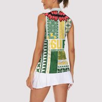 Samoa Uniting Party Women Sleeveless Polo Shirt SUP Est 2025 Siapo Pattern LT14 - Polynesian Pride