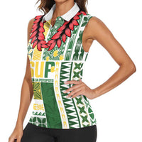 Samoa Uniting Party Women Sleeveless Polo Shirt SUP Est 2025 Siapo Pattern LT14 - Polynesian Pride