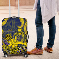 Niue Peniamina Gospel Day Luggage Cover Unique Niean Hiapo LT14 Blue - Polynesian Pride