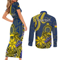 Personalised Niue Peniamina Gospel Day Couples Matching Short Sleeve Bodycon Dress and Long Sleeve Button Shirts Unique Niean Hiapo LT14 - Polynesian Pride