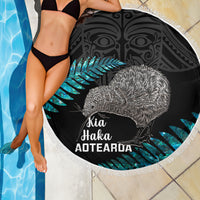 New Zealand Silver Fern Rugby Beach Blanket Pacific 2023 Kia Haka Kiwis With Maori Ta Moko LT14 - Wonder Print Shop