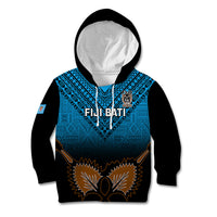 Custom Fiji Tapa Rugby Kid Hoodie Pacific 2023 Go Fijian Bati LT14 Blue - Polynesian Pride