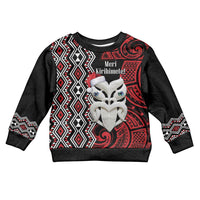 Personalised New Zealand Christmas Kid Ugly Christmas Sweater Meri Kirihimete Maori Wheku - Taniko Art