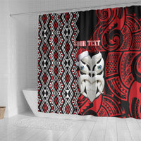 Personalised New Zealand Christmas Shower Curtain Meri Kirihimete Maori Wheku - Taniko Art