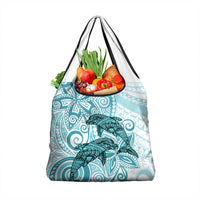 Polynesia Dolphins Grocery Bag Valentine Day Floral Polynesian - Vintage Dark Cyan LT14 1-pack One Size Dark Cyan - Polynesian Pride