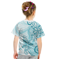 Polynesia Dolphins Kid T Shirt Valentine Day Floral Polynesian - Vintage Dark Cyan LT14 - Polynesian Pride