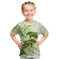 Polynesia Dolphins Kid T Shirt Valentine Day Floral Polynesian - Vintage Lime Green LT14 Lime Green - Polynesian Pride