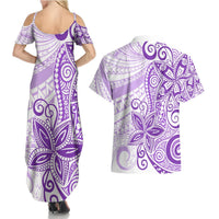 Polynesia Dolphins Couples Matching Summer Maxi Dress and Hawaiian Shirt Valentine Day Floral Polynesian - Vintage Purple LT14 - Polynesian Pride
