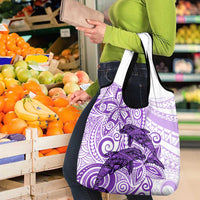 Polynesia Dolphins Grocery Bag Valentine Day Floral Polynesian - Vintage Purple LT14 - Polynesian Pride