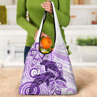 Polynesia Dolphins Grocery Bag Valentine Day Floral Polynesian - Vintage Purple LT14 - Polynesian Pride